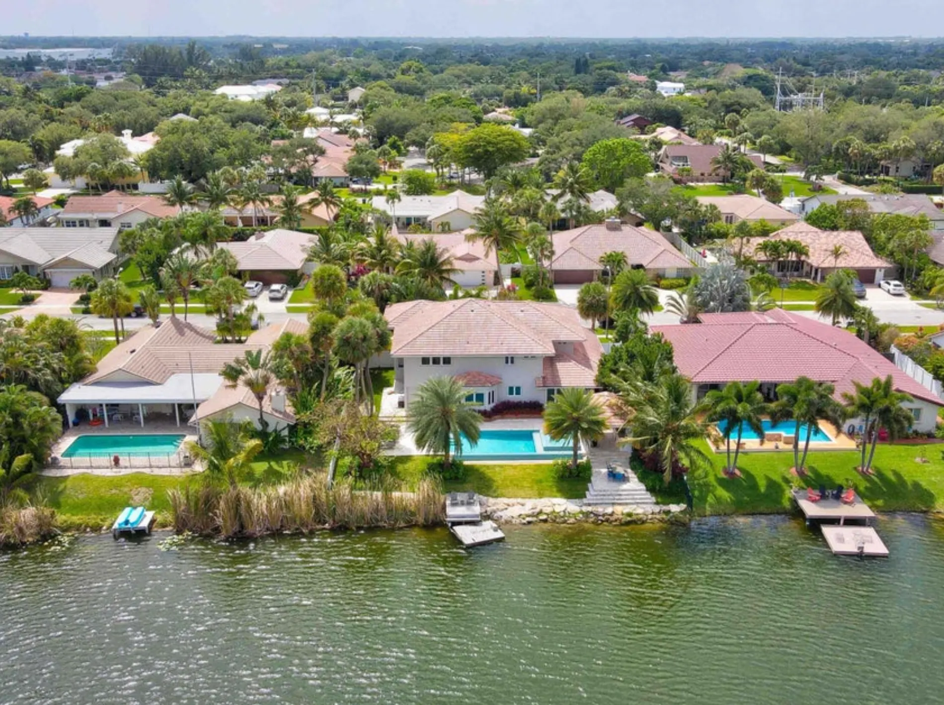 An aerial view of Camino Lakes homes